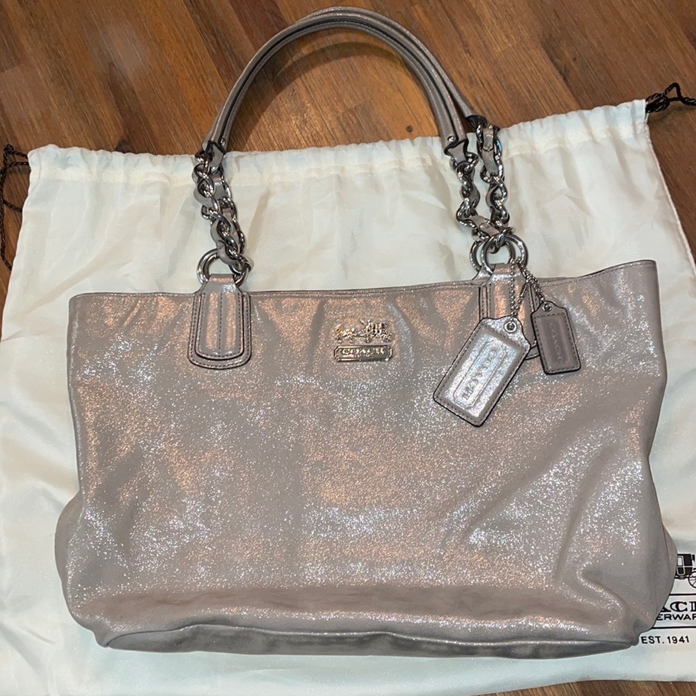 Coach Chelsea Metallic Platinum Tote Bag